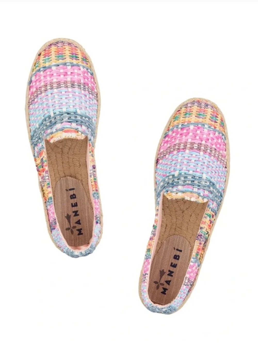 Manebi Raffia Jute Mix Multicolor Woven Espadrille Slip-On